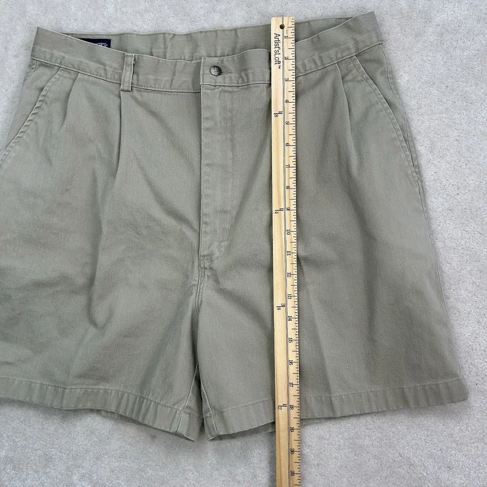 Vintage 90s Lands End Chino Shorts Mens 36 Pleated Khaki USA Made Dad Preppy